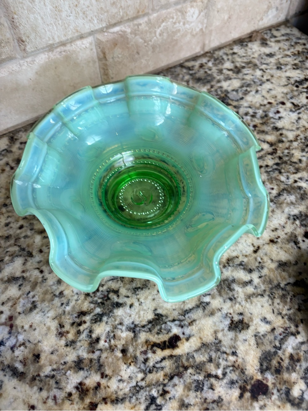 Handblown Aqua Green Glass Decorative Bowl